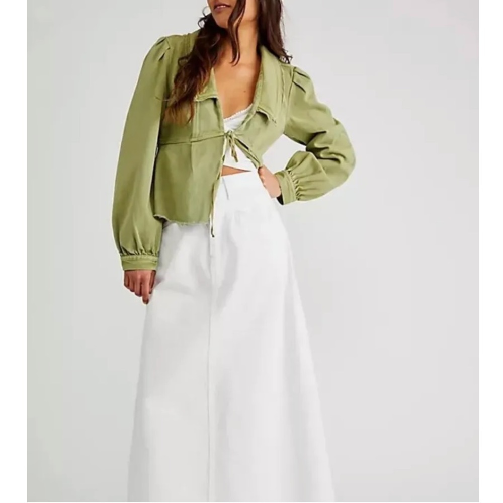 NWT Free People Katrina Bed Jacket in Olive Green - Picture 3 of 6